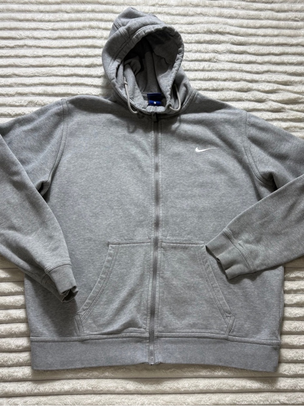 Nike Fleece Full Zip Hoodie Gray Men's Size L Hooded Pockets Logo